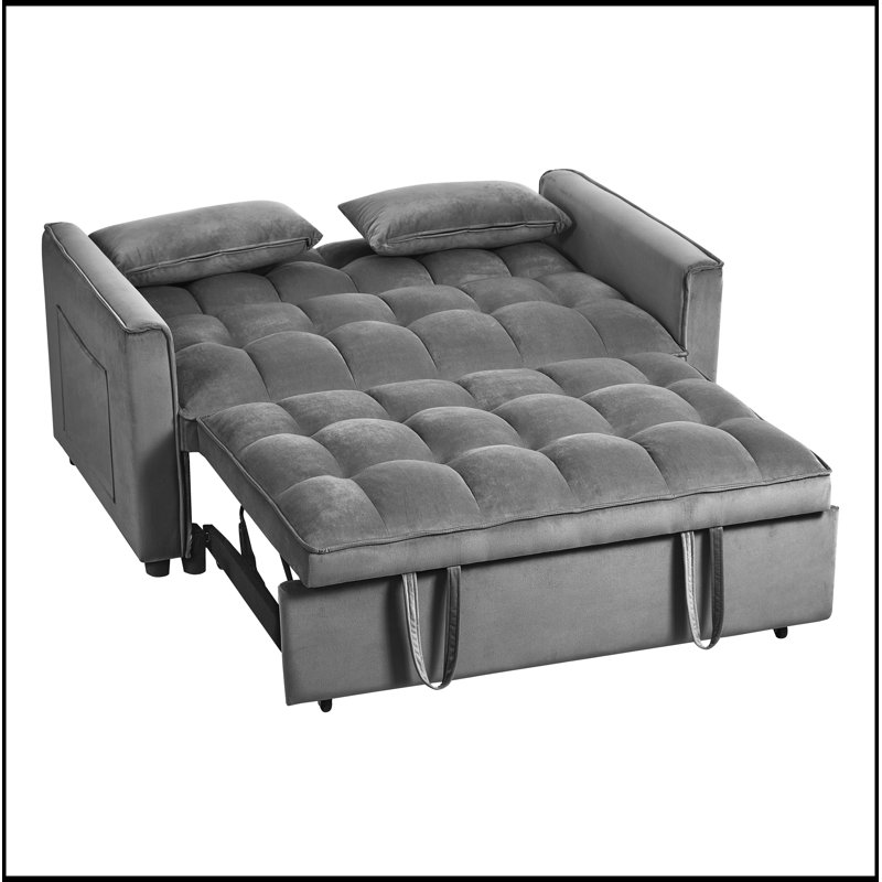 Canapé-lit convertible en velours 3 en 1 avec éponge haute densité et conception peu encombrante pour une utilisation polyvalente