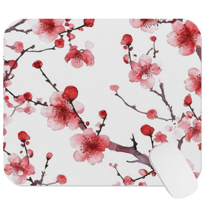 Floral Plum Blossom XII Asian & Oriental Gaming Cute Office Laptop Desk Pad Gift Mat Square Rectangle Non-Slip Mousepad