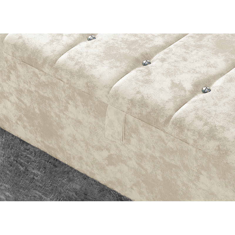 Akyiah 102cm Wide Tufted Rectangle Striped Standard Ottoman with Storage, Cream