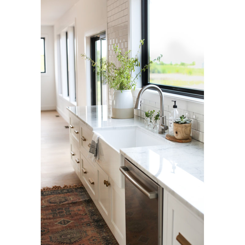 Évier de cuisine Austen, H 10 po x L 36 po x l 18 po, Bol simple, Blanc éclatant