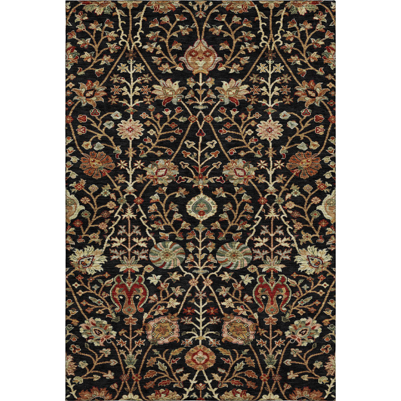 Premium Machine Washable Dahl AMF1085 Floral Rug, Rectangle 8' x 10'