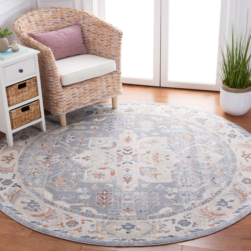 Tapis beige / bleu Bonnert Blair, Rond 6 pi 7 po