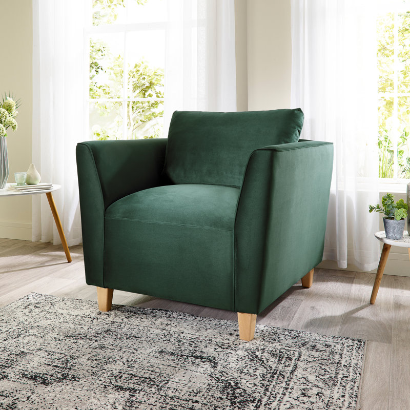 Audington Velvet Armchair, Dark Green