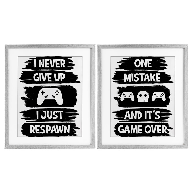 Motivation Gamer Expressions, ensemble de 2 impressions encadrées sous verre, design par Marcus Prime, H 16 po x l 13 po