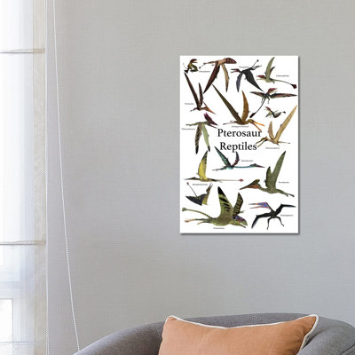 Poster Of Various Flying Pterosaur Reptiles During The Prehistoric Age by Corey Ford - Wrapped Canvas Print