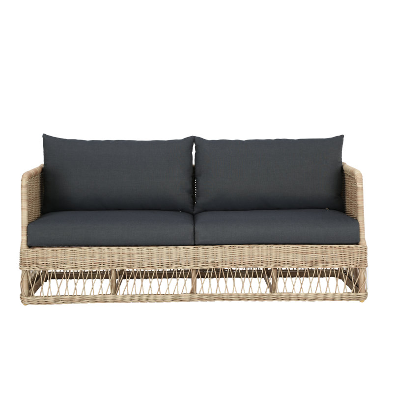 Destin Natural Outdoor Patio Sofa - Canvas Denim, Brown, Canvas Denim