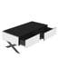 Table basse rectangulaire rectangulaire à miroir ultrabrillant avec rangement, 2 tiroirs, base en métal pour le salon, 47,3 po