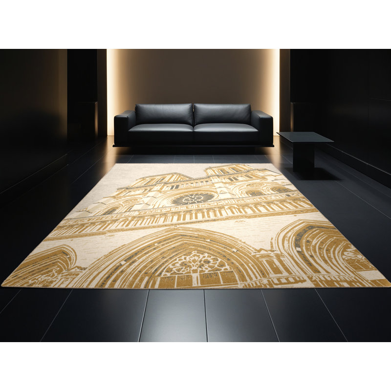 Tapis beige traditionnel lavable à la machine Orkan Notre Dame, 8 x 10
