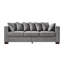 Velours à 3 places en gris, style moderne, accoudoir carré avec clous argentés, structure en bois massif, coussin à ressorts ensachés, housse amovible et repose-pieds gris avec rangement-914603557