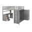 Full Size Loft Bed With Drawers,Desk,And Wardrobe-Grey