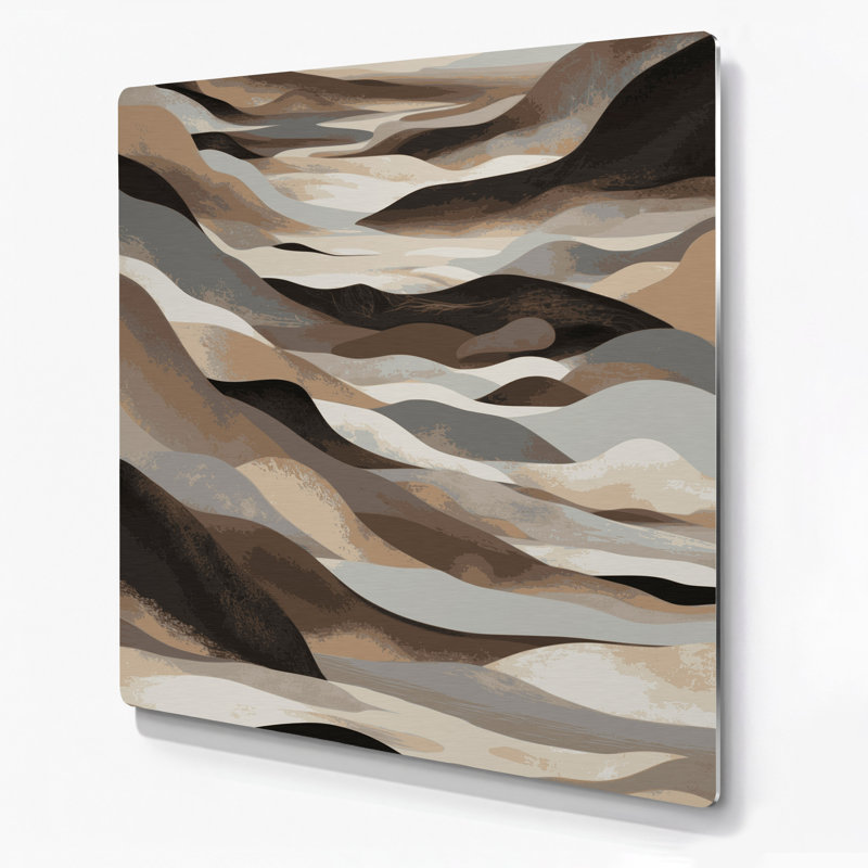 Abstrait paysage 81, art mural gris en métal, H 8 po x l 8 po
