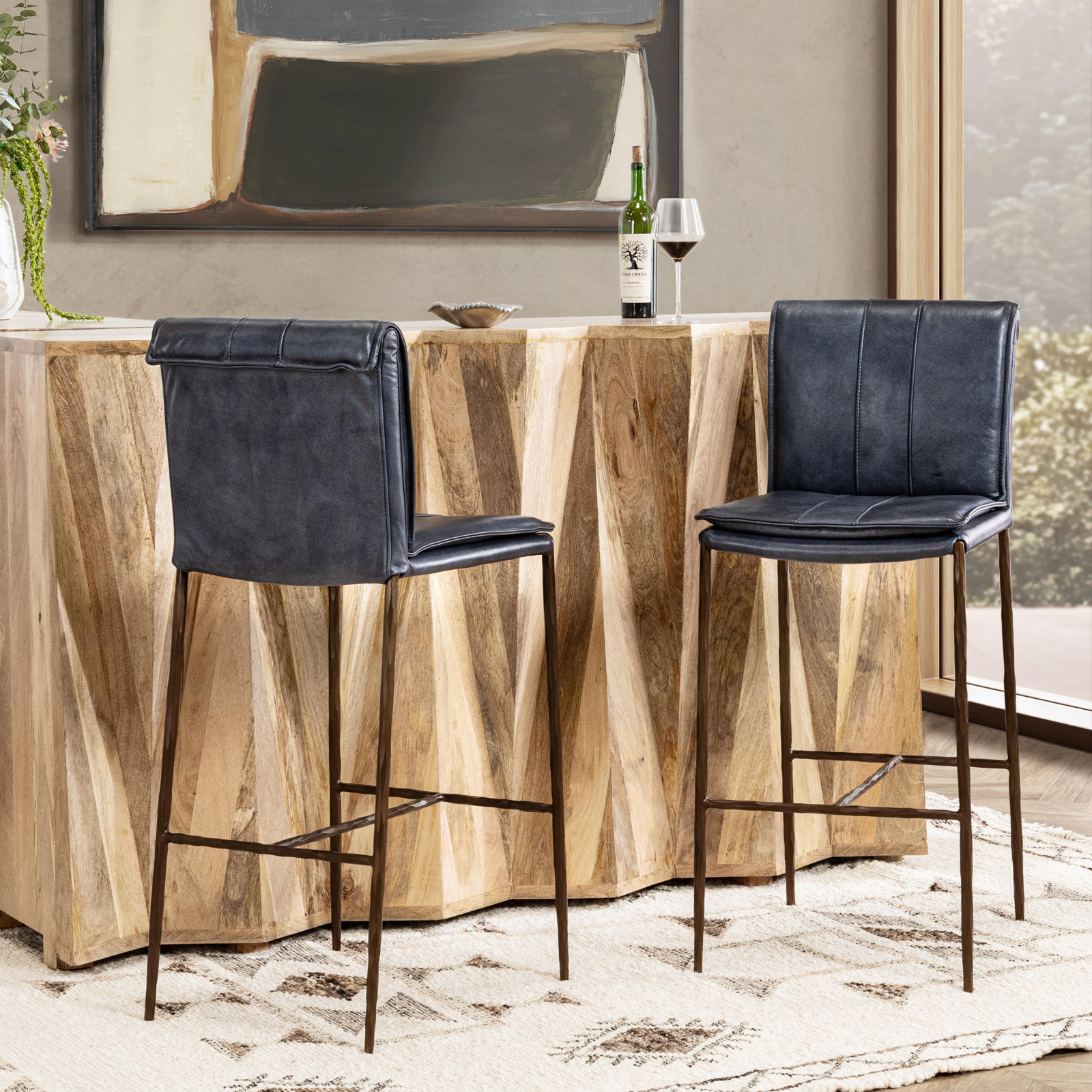 Mayer Bar and Counter Stool, Bar Stool (31" Seat Height), Ocean Blue