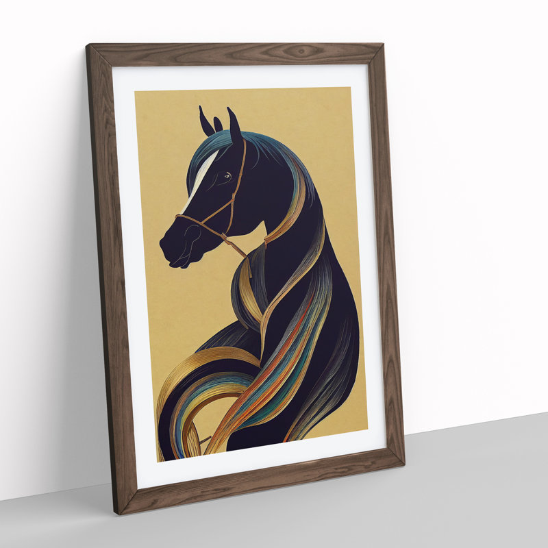 Horse No.2 - Single Picture Frame Print, 34cm H x 25cm W x 2cm D, Walnut Framed