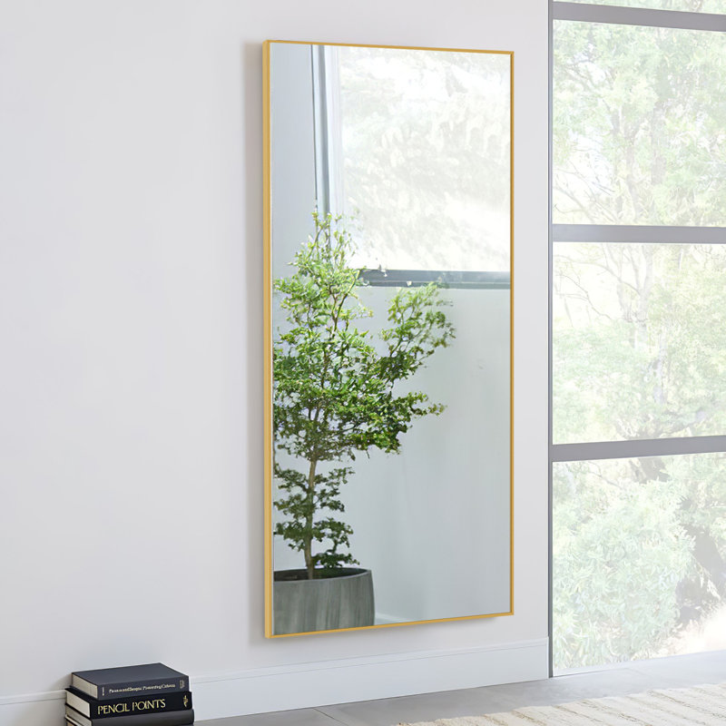 Talma Wood Flat Mirror, 65" H x 22" W, Gold
