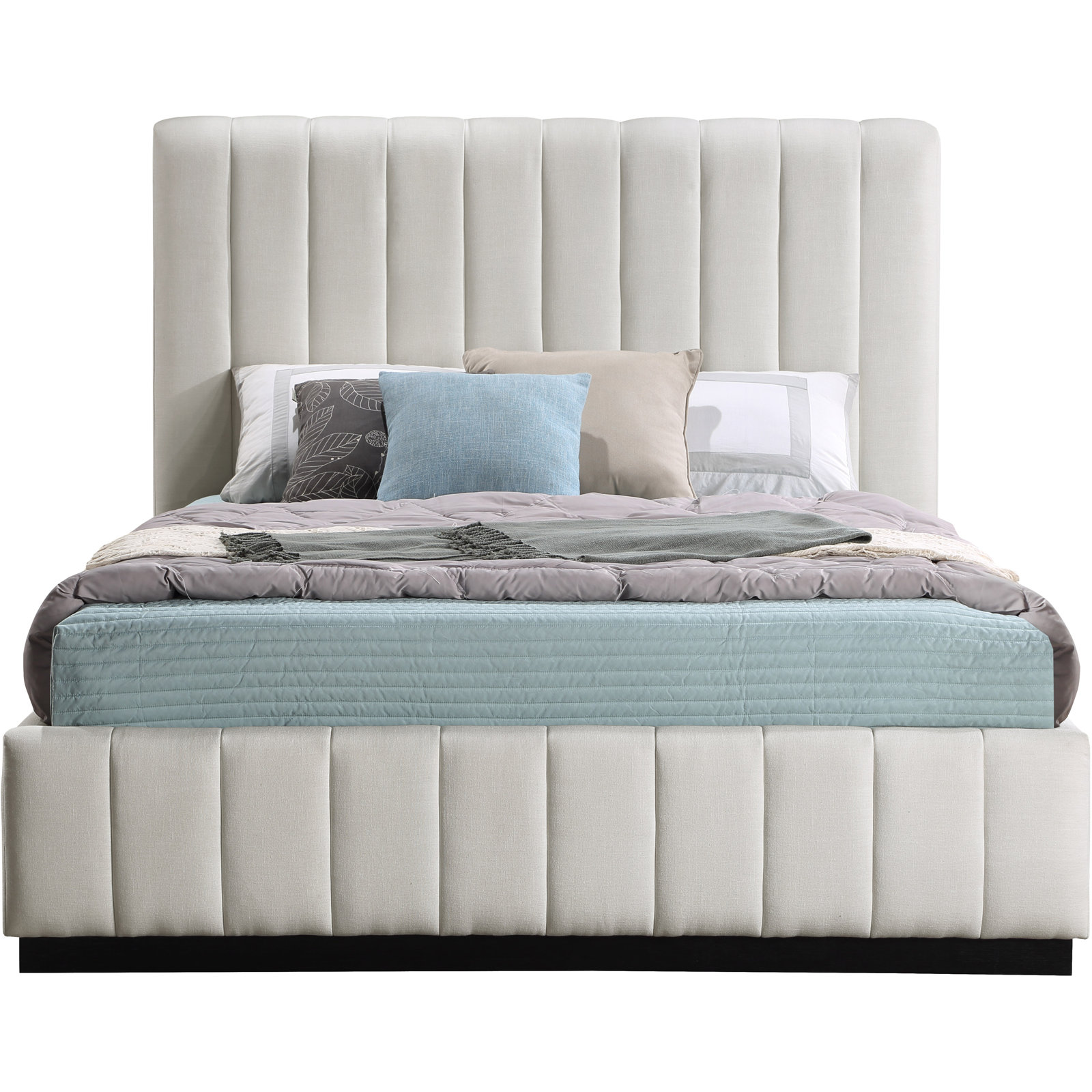 Codyn Upholstered Bed, Queen, Beige Linen Textured Fabric