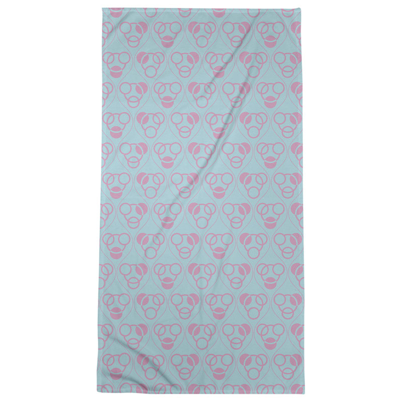 Serviette de bain à motif de cercles et de vagues Classic, Bleu sarcelle / rose