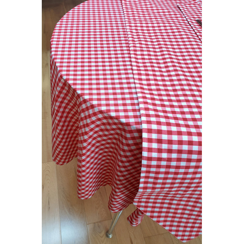 Gingham Check Newfolden Tablecloth, 177cm W x 177cm L, Cherry