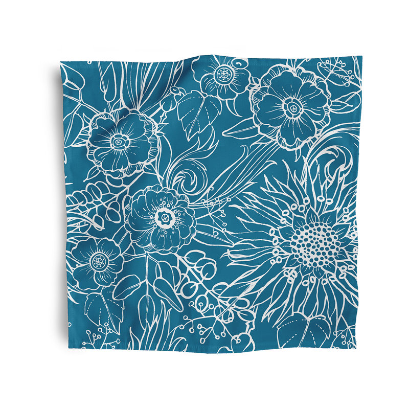 Chavi Polyester Floral Square Napkin, Blue