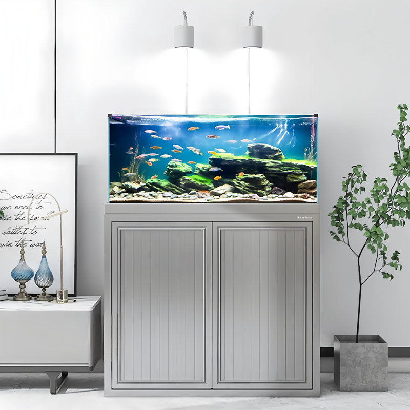 Gray Small Ultra-Clear Glass Bottom-Filtered Fish Tank