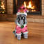 Statue de Noël caniche, Figurine de chien des Fêtes en tenue de père Noël pour la décoration intérieure