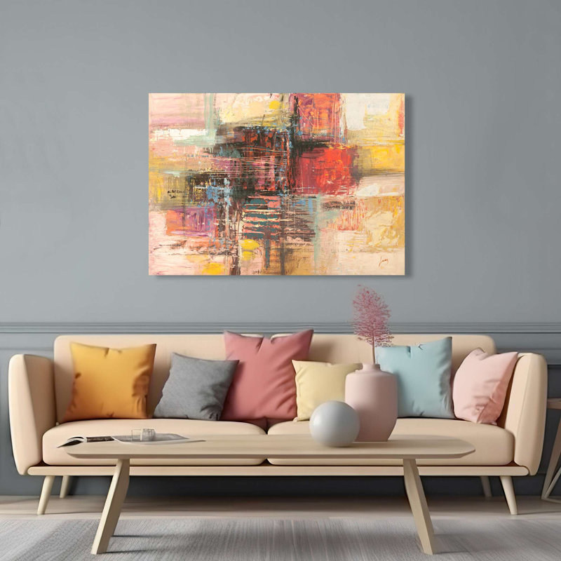 Abstract Palette 1 Piece Wall Art on Canvas, 90cm H x 120cm W x 4cm D