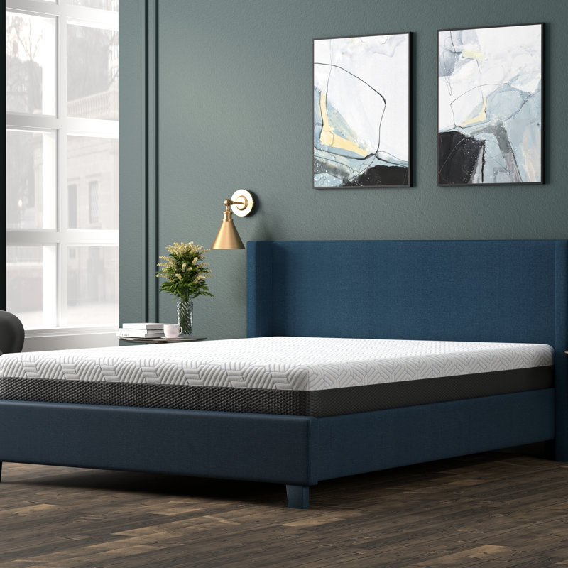 Matelas ferme de 8 pouces avec housse de refroidissement, mécanisme à changement de phase, mousse viscoélastique imprégnée de gel de 1 po, base à densité de 3 po et 4 po, fabrication en mousse ventilée blanche et grise