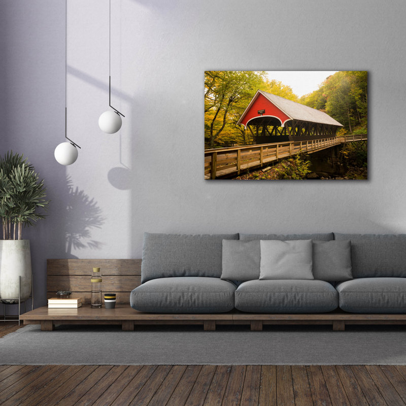 «Flume Covered Bridge» par Brandon Wong, art mural sur toile, H 40 po x l 60 po x P 1,5 po