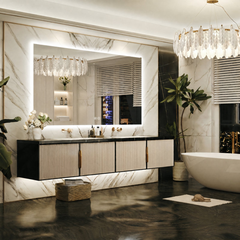 Lunara UL Certified Frameless Backlit LED Bathroom Vanity Mirror , Anti Fog Temper Glass 3 Year Warranty, 55" x 36"