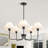 5-LIght Black Chandelier, Modern Chandelier For Dining Room  With White Fabric Shade-206129680