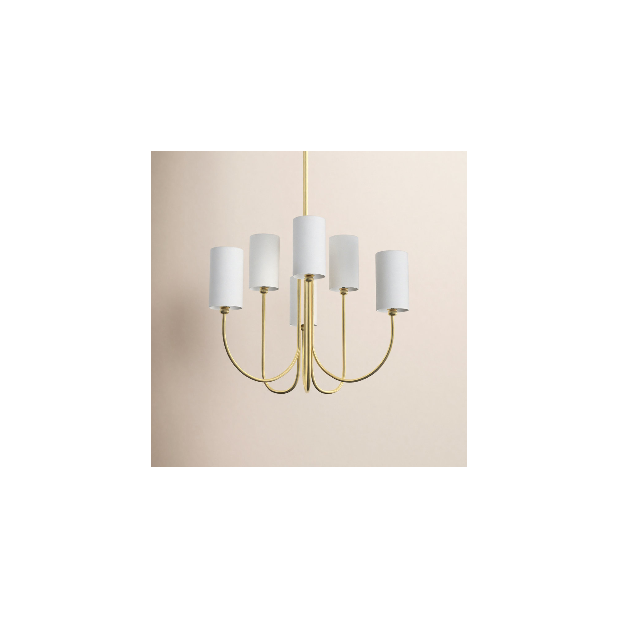 6 - Light Metal Chandelier, Aged Brass