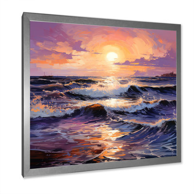 Yellow And Purple Oceans Sunset Embrace IV - Coastal Sunset Wall Art