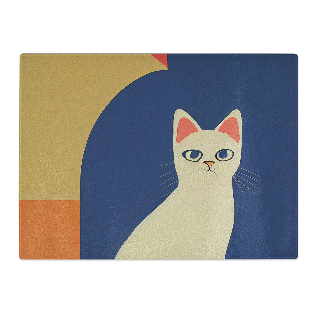 Clever Cat Abstract  Glass Chopping Board