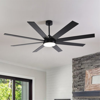 72" Ceiling Fan With Light, 6-Speed Remote Control, Reversible DC Motor, Modern 8 Blades With 6"/12"/19.5"  Downrods For Home Or Commercial