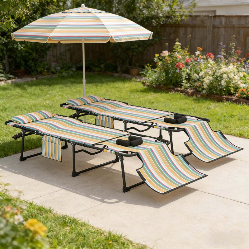 Méridienne Sun, chaise pliante 2 pièces, fauteuil inclinable portable