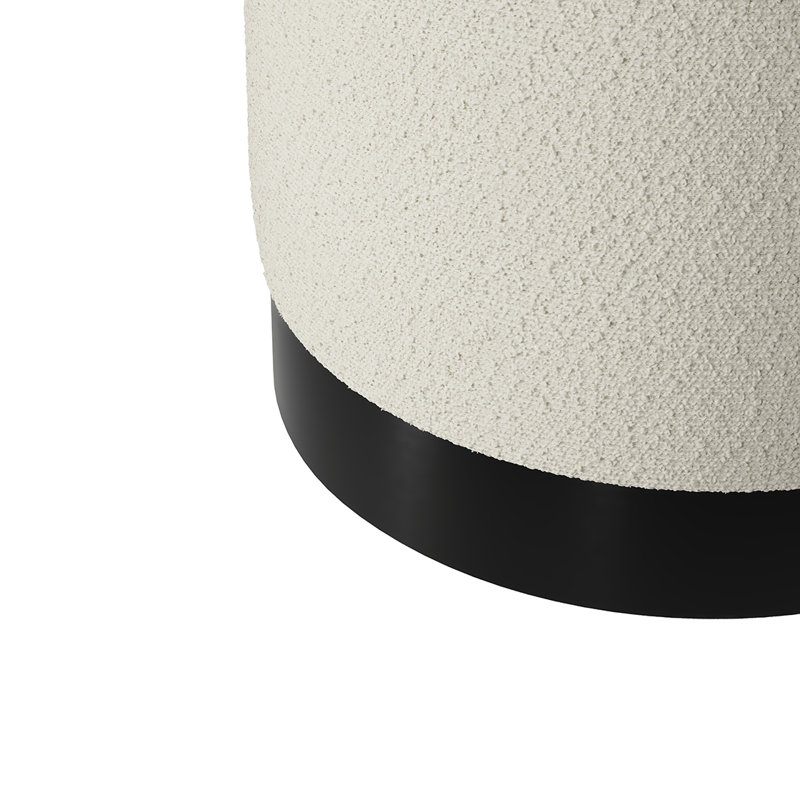 Montgomeryville 41cm Wide Round Solid Colour Pouffe, White, Black
