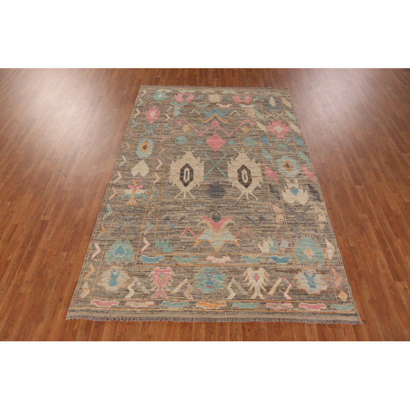 Tapis turc Oushak en laine à teinture végétale 7 x 10