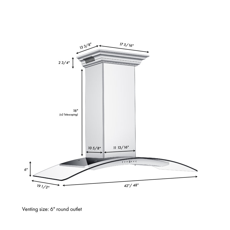 48" Zline Crownsound Ducted Vent Wall Mount Range Hood In Stainless Steel With Built-In Bluetooth Speakers (Kn4Crn-Bt-48)
