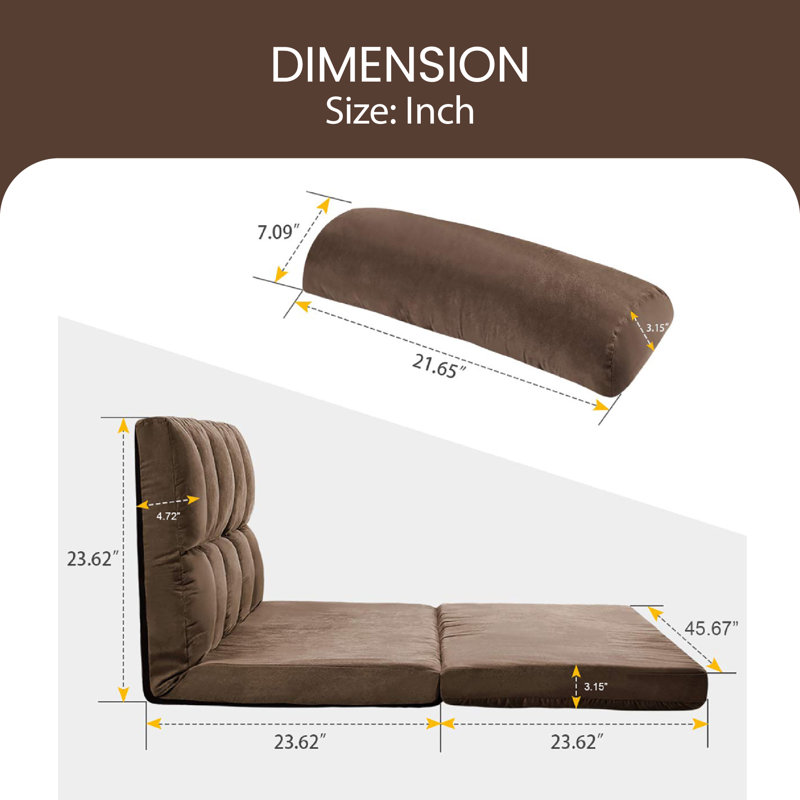 Canapé-lit sans accoudoirs 45,67 po Karmel, Polyester à 100 % de couleur brune