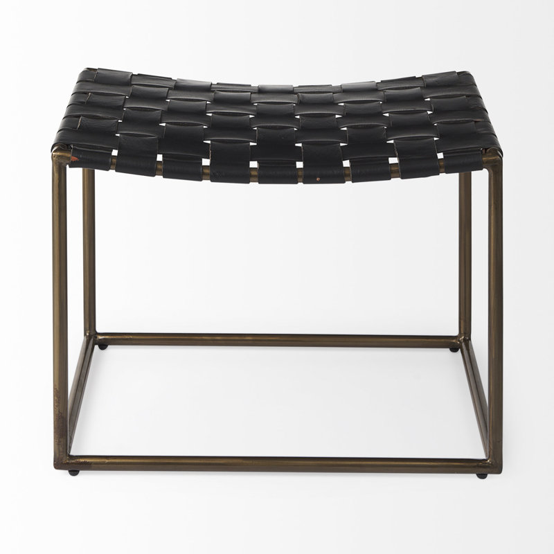 Tabouret de coiffeuse en cuir véritable Holden, Noir