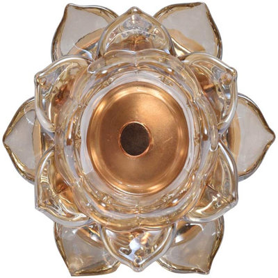 Bougeoir de table en métal H 4,72 po avec diffuseur en verre floral pour un cadeau et un décor de Noël élégants
