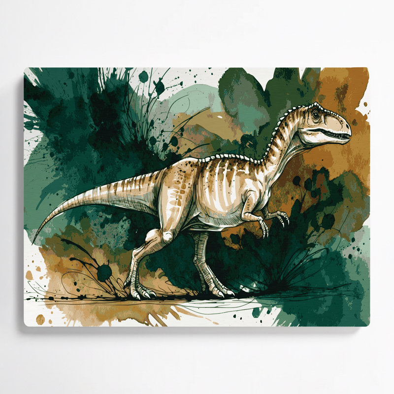«Dinosaur Compsognathus», art mural en métal vert, H 11 po x l 14 po