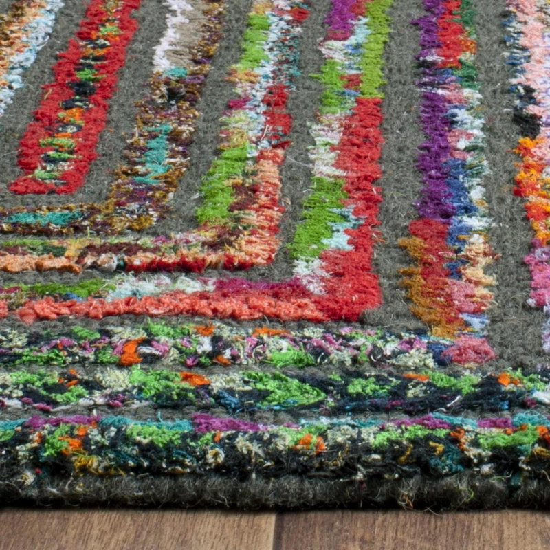 Anaheim Nantucket Hand Tufted Wool/Cotton Geometric Rug in Pink/Green, Rectangle 8' x 10'
