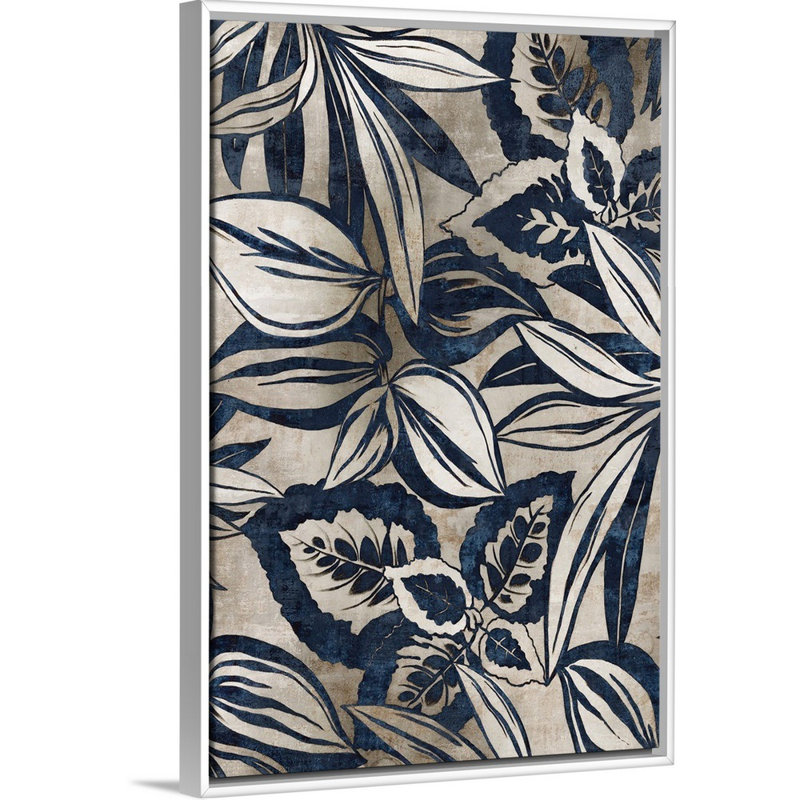 «Blue Foliage II» par Eva Watts - reproduction d'art sur toile, H 20 po x l 14 po x P 1,75 po, Toile encadrée flottée blanche