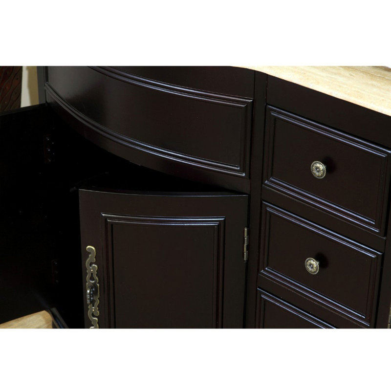 Ensemble de meuble-lavabo double 62 po Barrington, Travertin, Acajou foncé