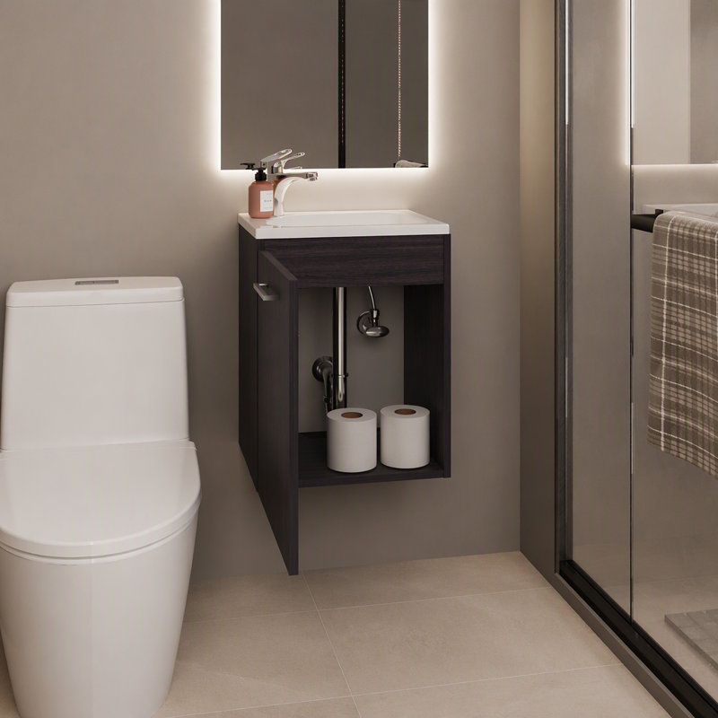 Meuble-lavabo de salle de bain avec lavabo, 1 porte, Black