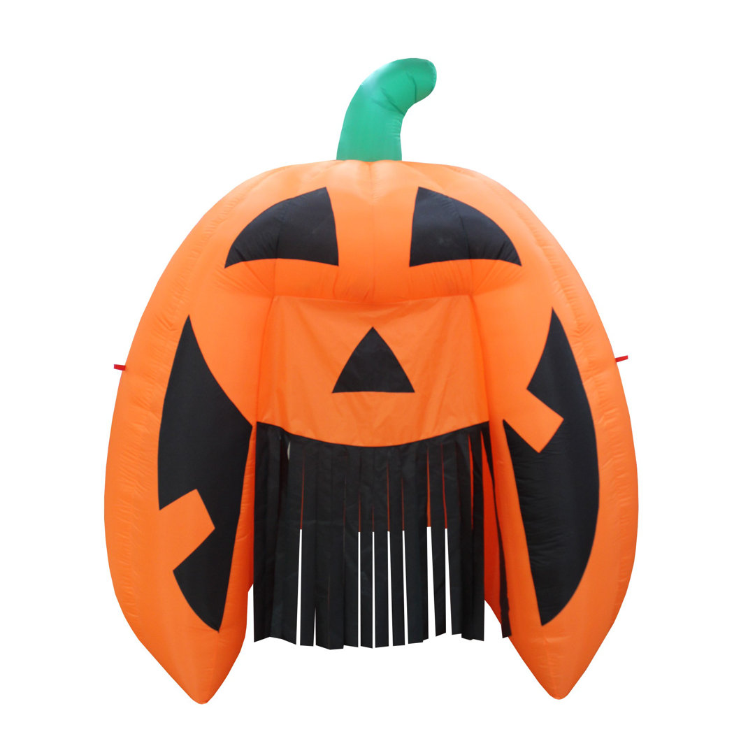 8 Foot Tall Lighted Halloween Inflatable Giant Pumpkin Haunted House Archway Indoor / Outdoor Holiday Blow Up Yard Decoration The Holiday Aisle®