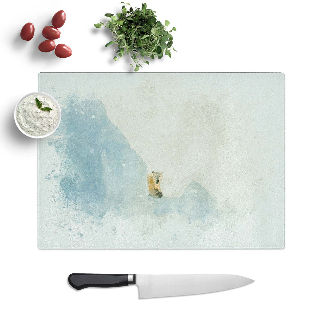 Tempered Glass Curious Polar Bear Chopping Board