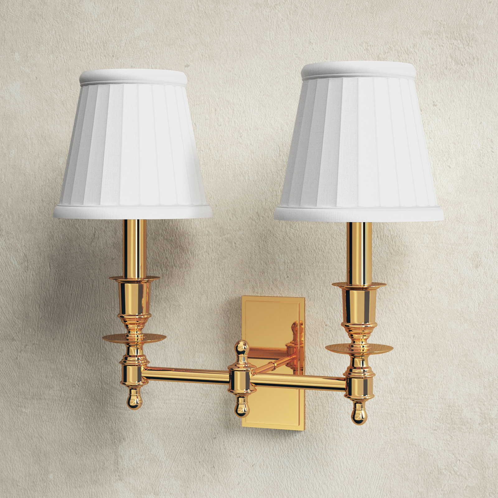 Ellean 2 Light Dimmable Candle Wall Light, Polished Brass