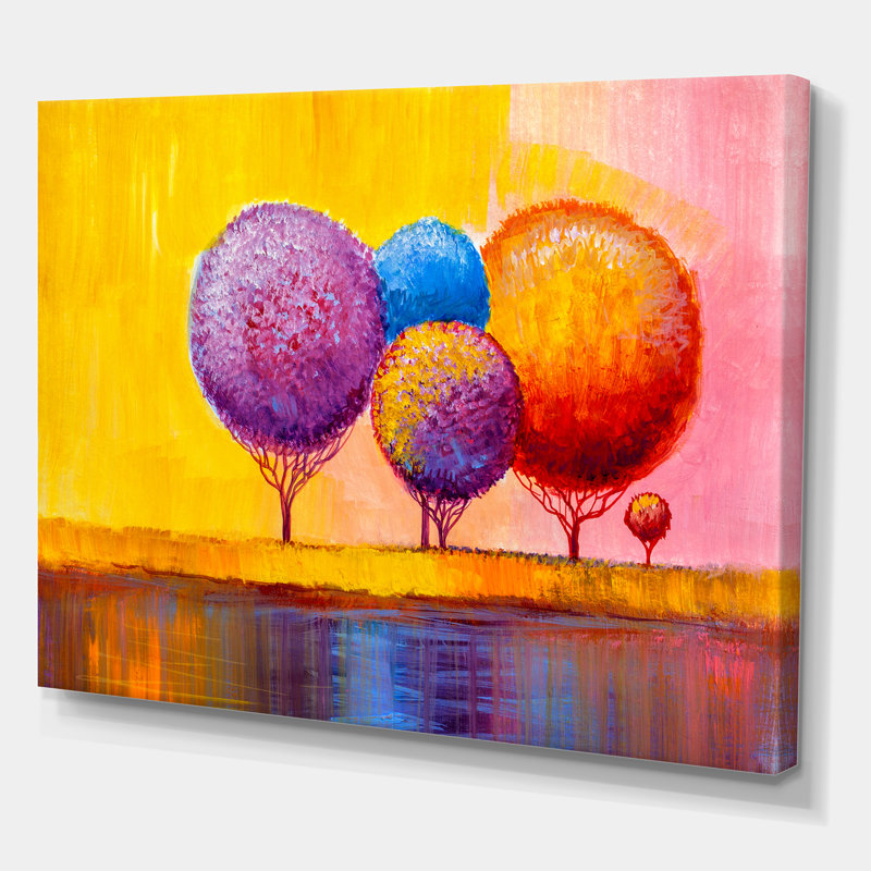«Autumn Fantasy Trees I», peinture sur toile, H 16 po x l 32 po x p 1 po, Toile tendue