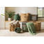 Panier de rangement carré en bois de bambou noir avec accents bruns, ensemble de 2
